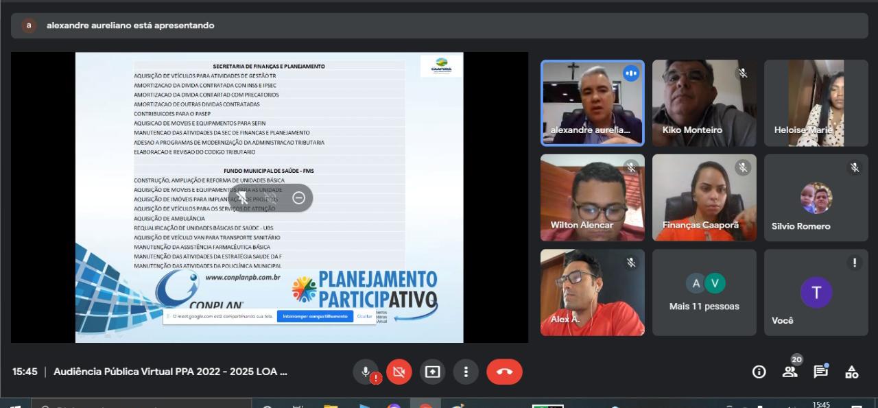PREFEITURA DE CAAPORÃ REALIZA AUDIÊNCIA PÚBLICA VIRTUAL