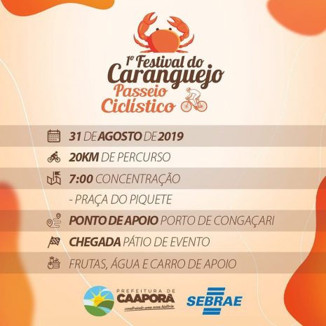 Prefeitura de Caaporã realiza I Festival do Caranguejo e passeio ciclístico neste sábado (31)