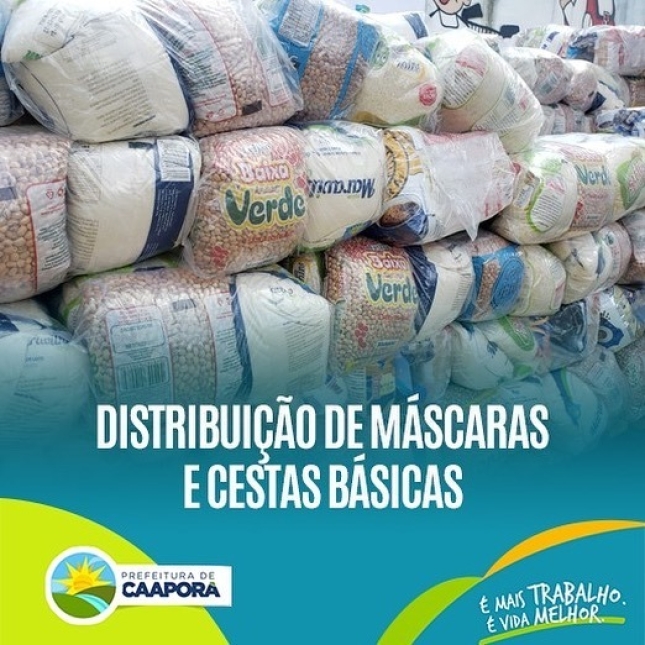 Secretaria de Desenvolvimento Humano e Inclusão Social realiza distribuição de máscaras e cestas básicas para a população