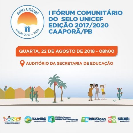 Cidade de Caaporã sediará o I Fórum Comunitário do Selo Unicef