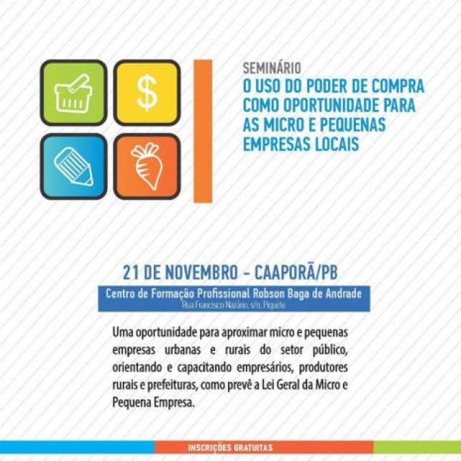 Seminário de Compras Governamentais será realizado em Caaporã em parceria com a Prefeitura