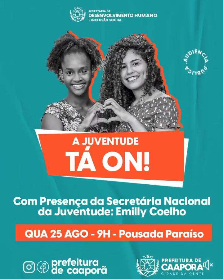 Nesta quarta-feira (25/08), ocorrerá a "Audiência Pública" - A Juventude Tá On