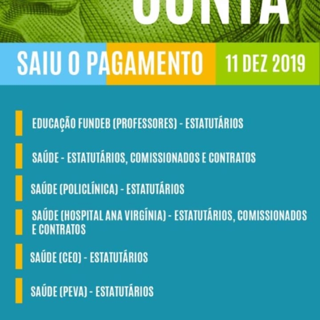 TABELA DE PAGAMENTOS (11/12/2019)