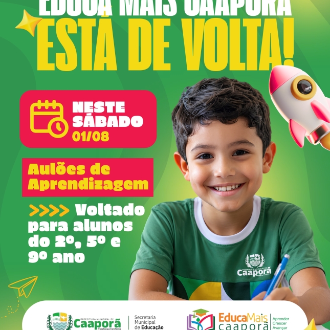 Projeto Educa Mais Caaporã retoma atividades e reforça preparação de estudantes da rede municipal