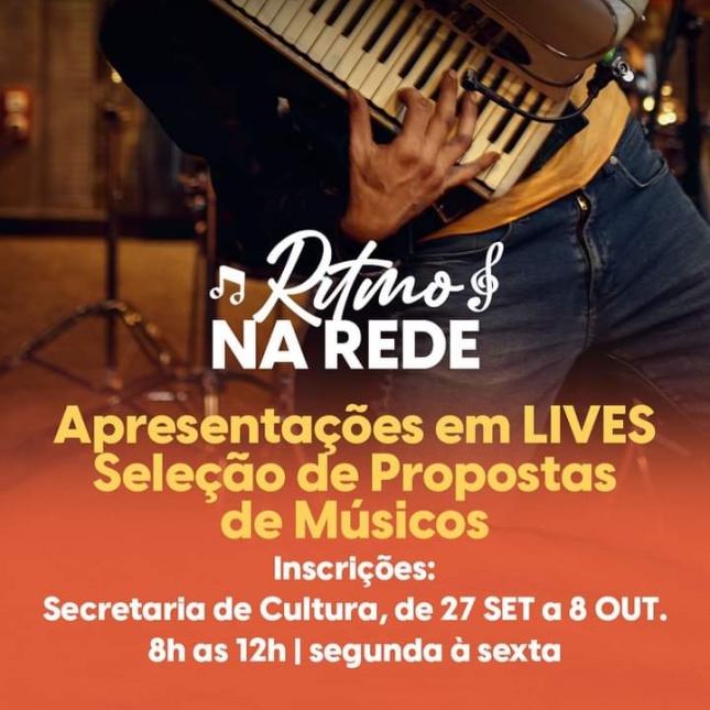 Estão abertas as inscrições para o Edital "Ritmo na Rede 2", segunda fase da Lei "Aldir Blanc"