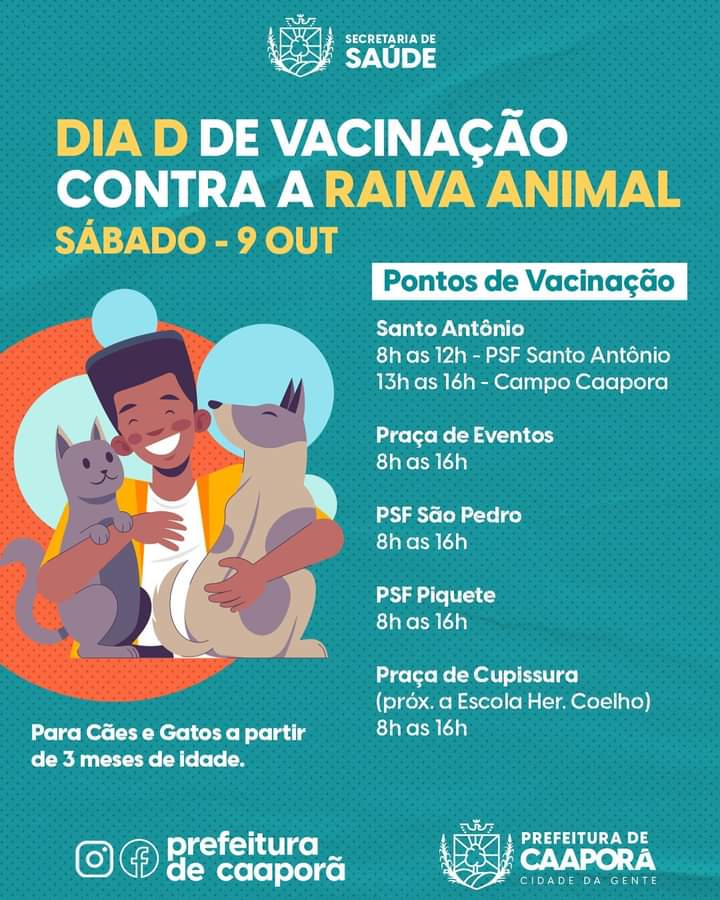 Dia D de Vacinação contra a Raiva Animal (09/10)