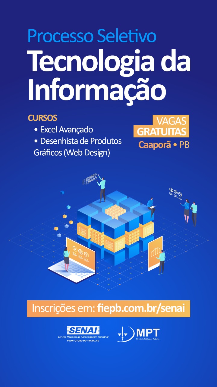 Estão abertas as inscrições para cursos gratuitos do SENAI - Caaporã
